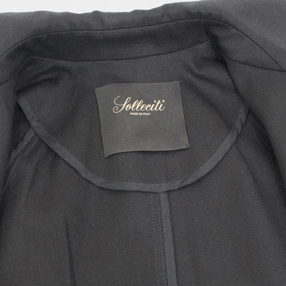 Solleciti（ソレシティ）コットンツイル ベルテッド バルカラー コート【ブラック】国内正規品