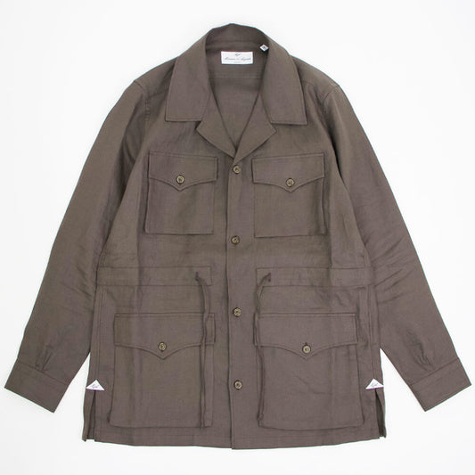 Massimo d' Augusto（マッシモ ダウグスト）ALFREDO アルフレッド リネン サファリ シャツ ジャケット【ブラウン】国内正規品