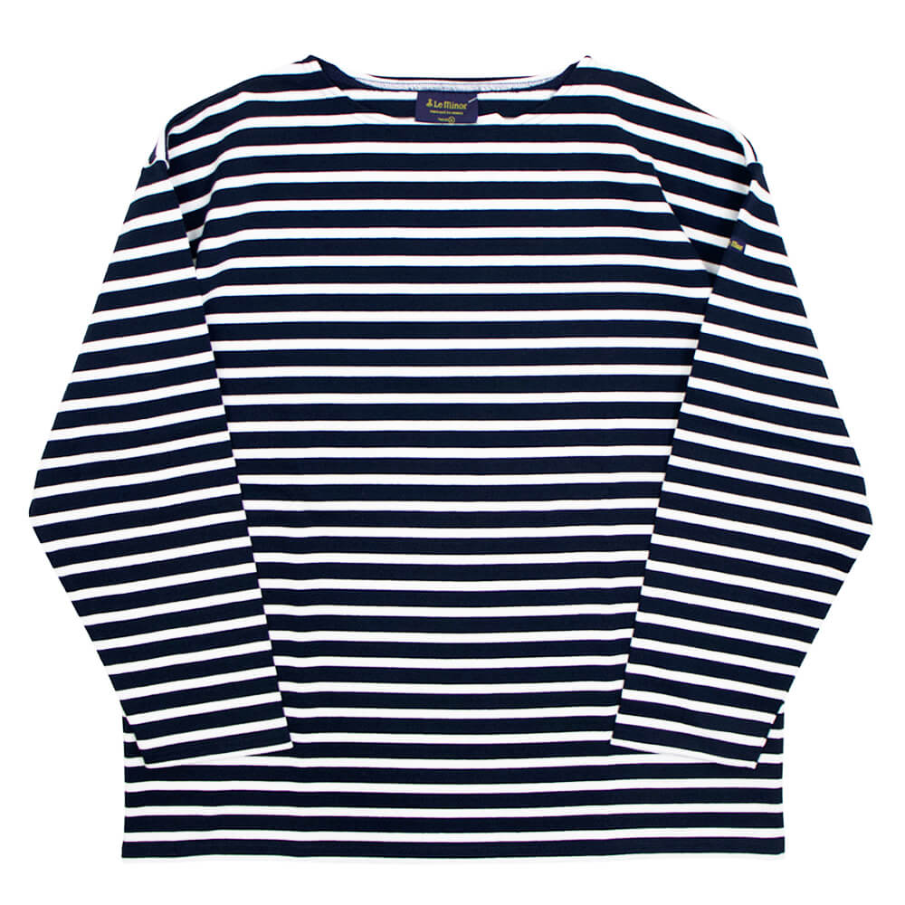 Le minor（ルミノア）14ゲージコットン ボーダー ボートネックカットソー【ネイビー×ホワイト】