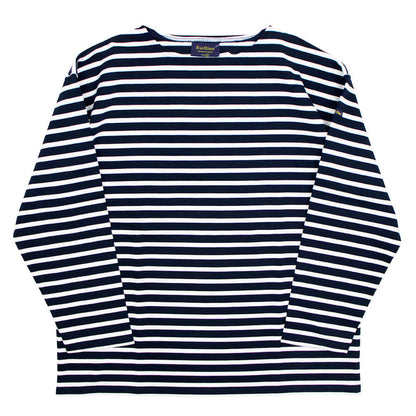 Le minor（ルミノア）14ゲージコットン ボーダー ボートネックカットソー【ネイビー×ホワイト】