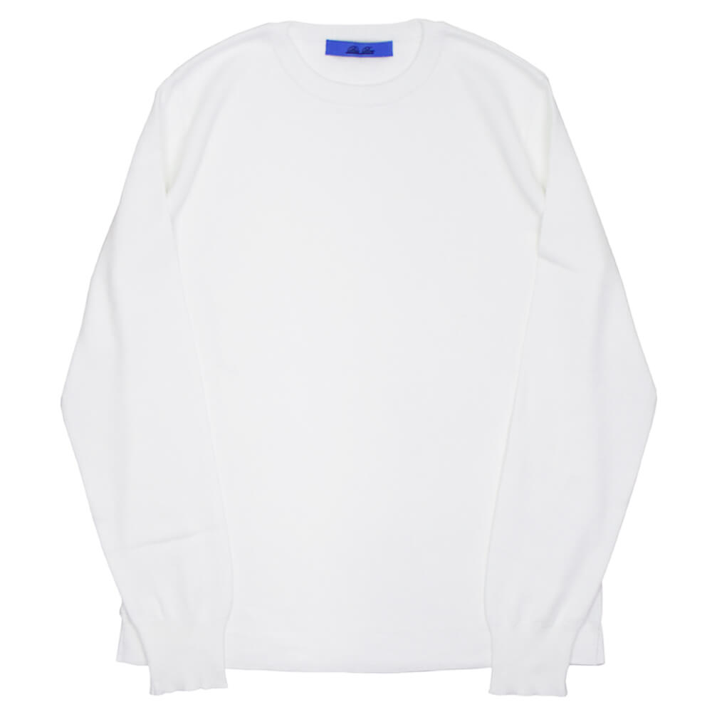 Blu Bre（ブルブレ）コットン クルーネック ロングスリーブ ニットTシャツ【ホワイト】国内正規品