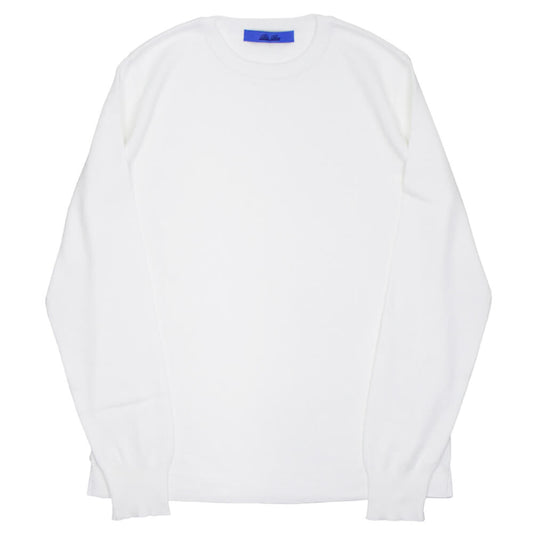 Blu Bre（ブルブレ）コットン クルーネック ロングスリーブ ニットTシャツ【ホワイト】国内正規品