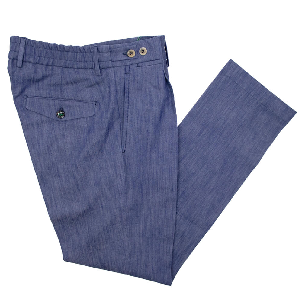 BERWICH（ベルウィッチ）BERTO / ベルト 1プリーツ ストレッチ パンツ TS1535X【ブルー】国内正規品