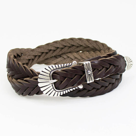 ALBERTO LUTI（アルべルト ルッティ）ジェニュインレザー メッシュ ウエスタン ベルト【ブラウン】国内正規品