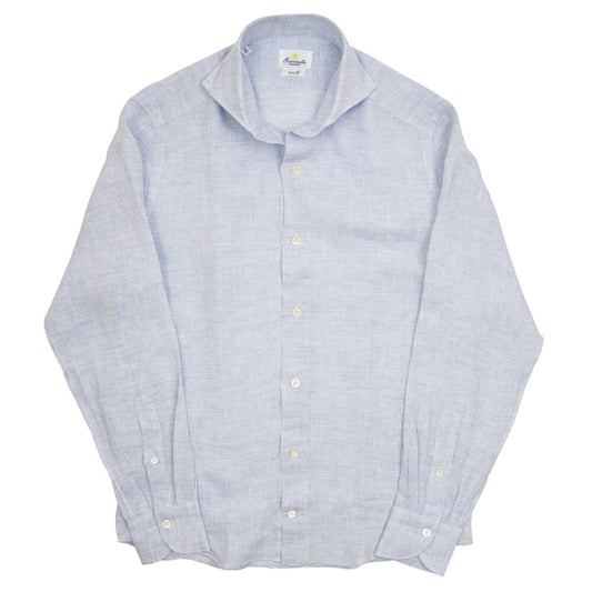 giannetto（ジャンネット）Vinci fit ワイドカラー リネン シャツ【サックス】国内正規品