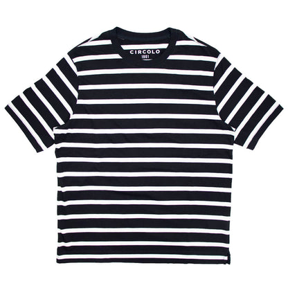 CIRCOLO 1901（チルコロ 1901）ボーダー柄 ストレッチ コットン Tシャツ【ブラック×ホワイト】国内正規品