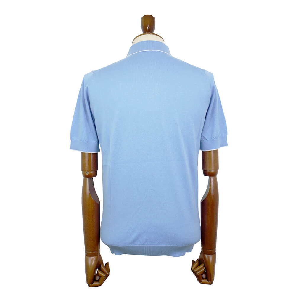 FILIPPO DE LAURENTIIS（フィリッポ デ ローレンティス）ハイゲージ コットン ニット ポロシャツ【サックス】国内正規品