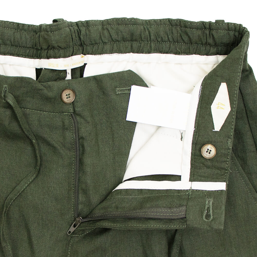 BRIGLIA 1949（ブリリア 1949）1プリーツ ドローコード リネン ショートパンツ【ミリタリー】国内正規品