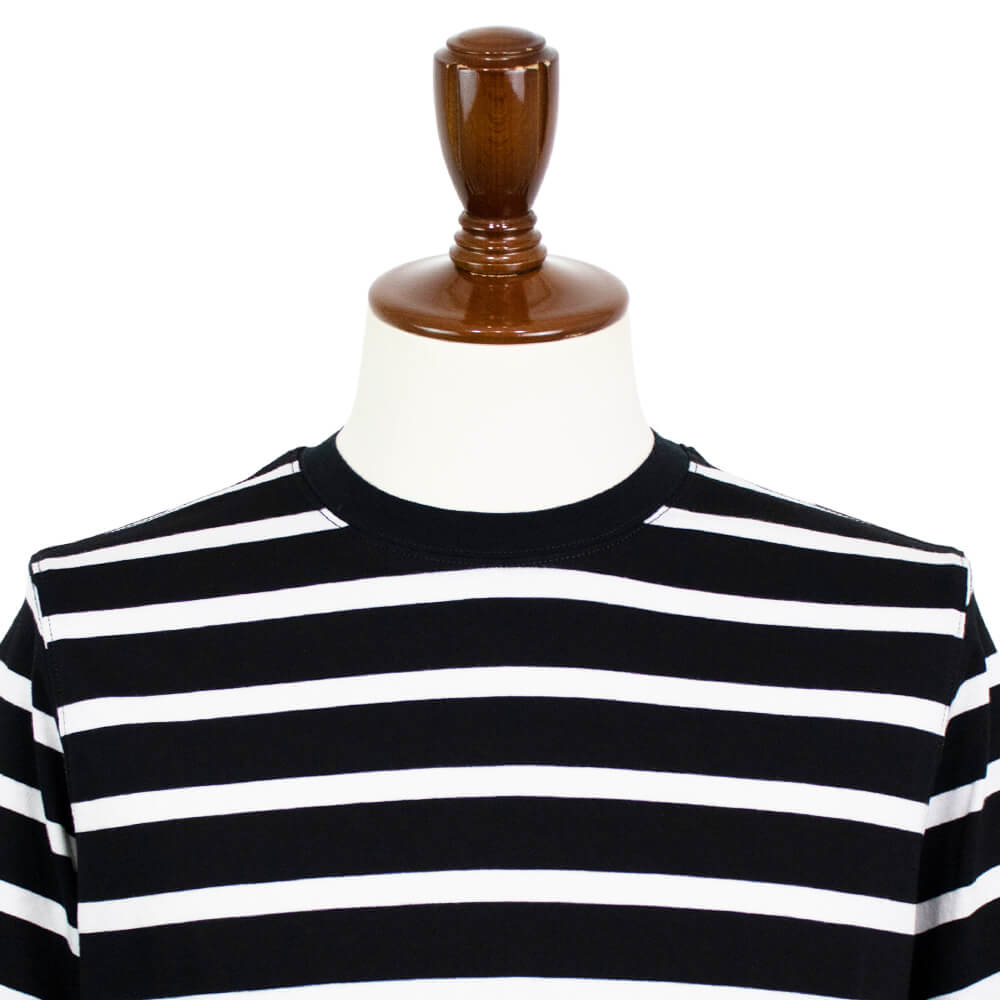 CIRCOLO 1901（チルコロ 1901）ボーダー柄 ストレッチ コットン Tシャツ【ブラック×ホワイト】国内正規品