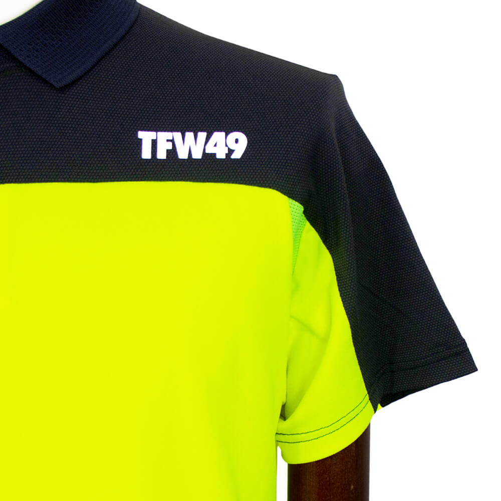 TFW49（ティーエフダブリューフォーティーナイン）サイドメッシュポロシャツ【イエロー×チャコール】