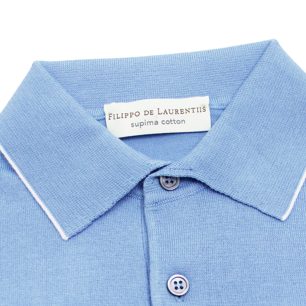 FILIPPO DE LAURENTIIS（フィリッポ デ ローレンティス）ハイゲージ コットン ニット ポロシャツ【サックス】国内正規品