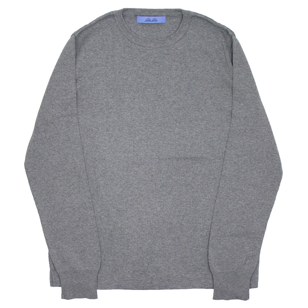 Blu Bre（ブルブレ）コットン クルーネック ロングスリーブ ニットTシャツ【グレー】国内正規品