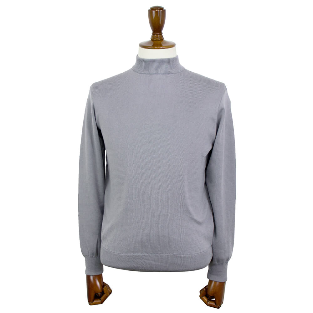 Blu Bre（ブルブレ）コットンモックネック ロングスリーブ  ハイゲージ ニット【グレー】国内正規品