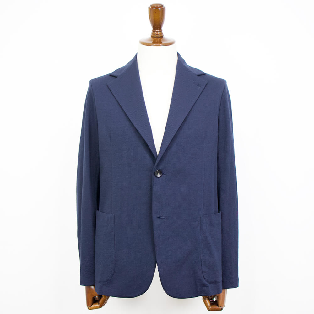 Finjack（フィンジャック）シアサッカー 2つボタン シングル シャツ ジャケット【ネイビー】国内正規品