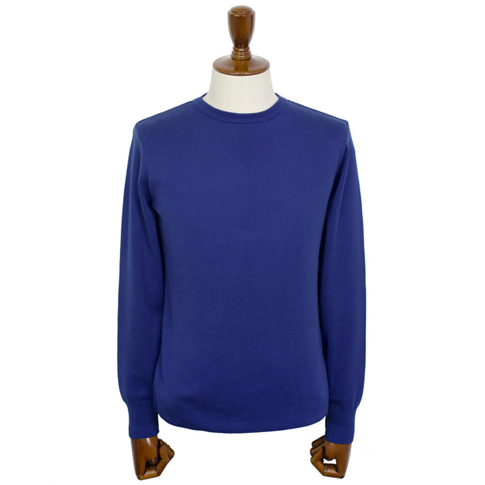 Blu Bre（ブルブレ）コットン クルーネック ロングスリーブ ニットTシャツ【モルジブブルー】国内正規品