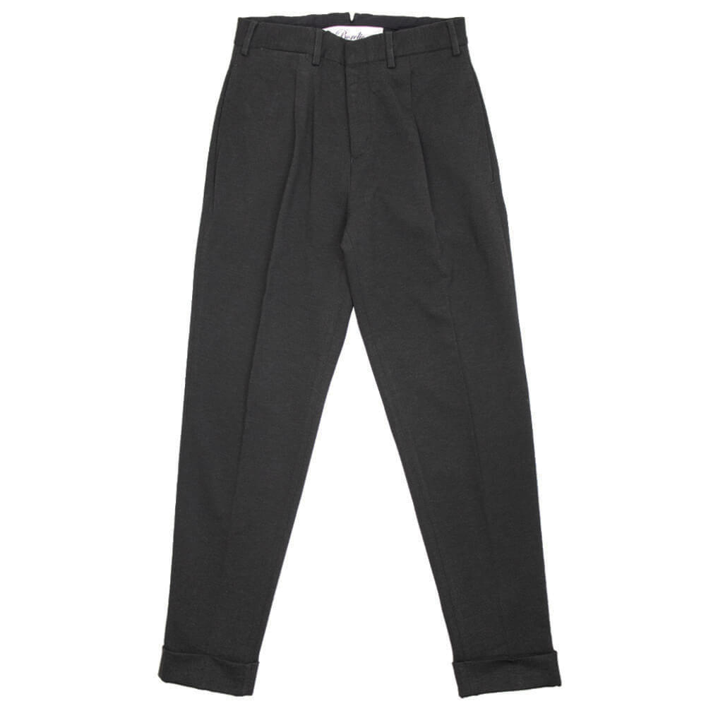 BORELIO（ボレリオ）ワンプリーツ テーパード パンツ スラックス【チャコールグレー】国内正規品
