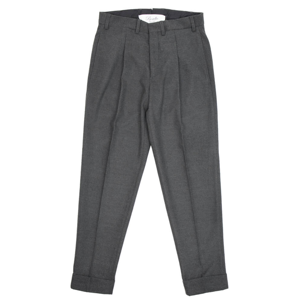 BORELIO（ボレリオ）ワンプリーツ テーパード パンツ スラックス【ミディアムグレー】国内正規品