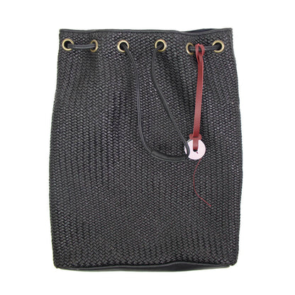 FATTORIA del CUOIO（ファットリアデルクオーイオ）イントレチャート 巾着 レザーバッグ【ブラック】国内正規品