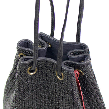 FATTORIA del CUOIO（ファットリアデルクオーイオ）イントレチャート 巾着 レザーバッグ【ブラック】国内正規品