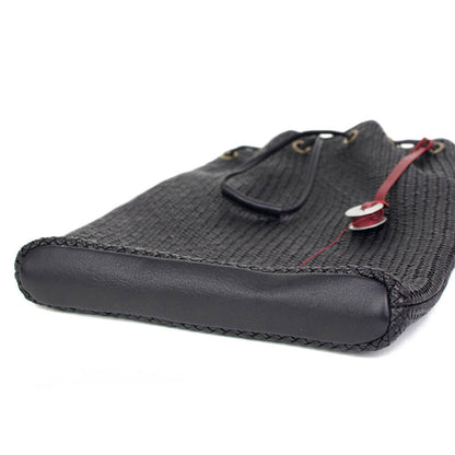 FATTORIA del CUOIO（ファットリアデルクオーイオ）イントレチャート 巾着 レザーバッグ【ブラック】国内正規品