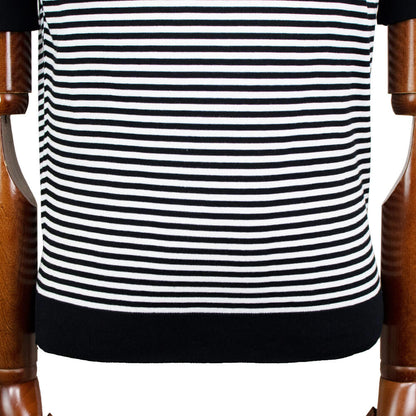 FILIPPO DE LAURENTIIS（フィリッポ デ ローレンティス）ボーダー柄 ハイゲージ コットン ニット Tシャツ【ブラック×ホワイト】国内正規品