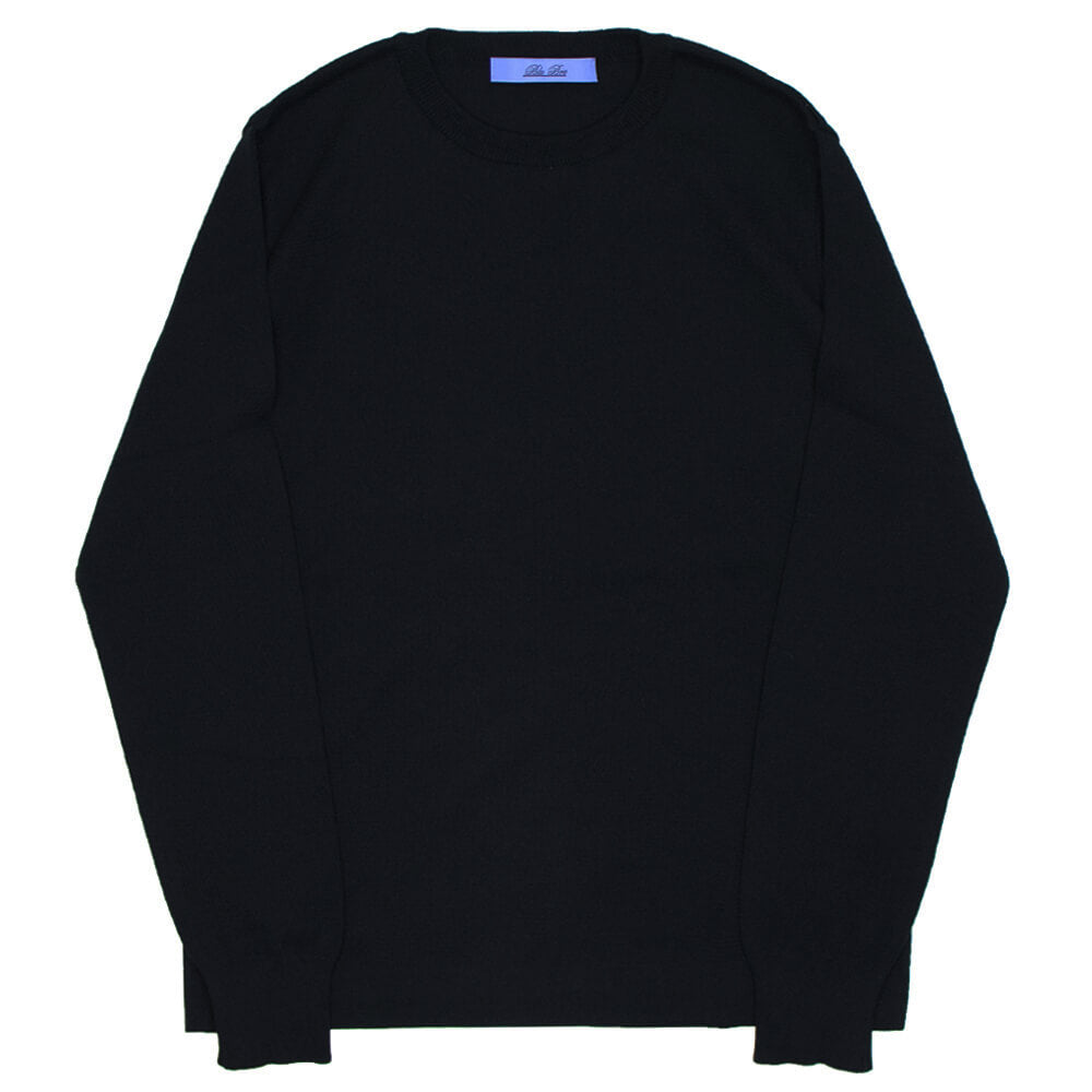 Blu Bre（ブルブレ）コットン クルーネック ロングスリーブ ニットTシャツ【ブラック】国内正規品