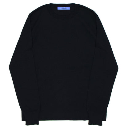Blu Bre（ブルブレ）コットン クルーネック ロングスリーブ ニットTシャツ【ブラック】国内正規品