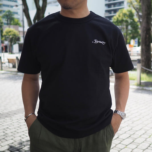 dotBravo（ドットブラーボ）ワンポイント ヘビーオンス クルーネック Tシャツ【ブラック】国内正規品