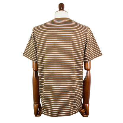 Le minor（ルミノア）20ゲージコットン ボーダー クルーネックカットソー【ブラウン×ホワイト】