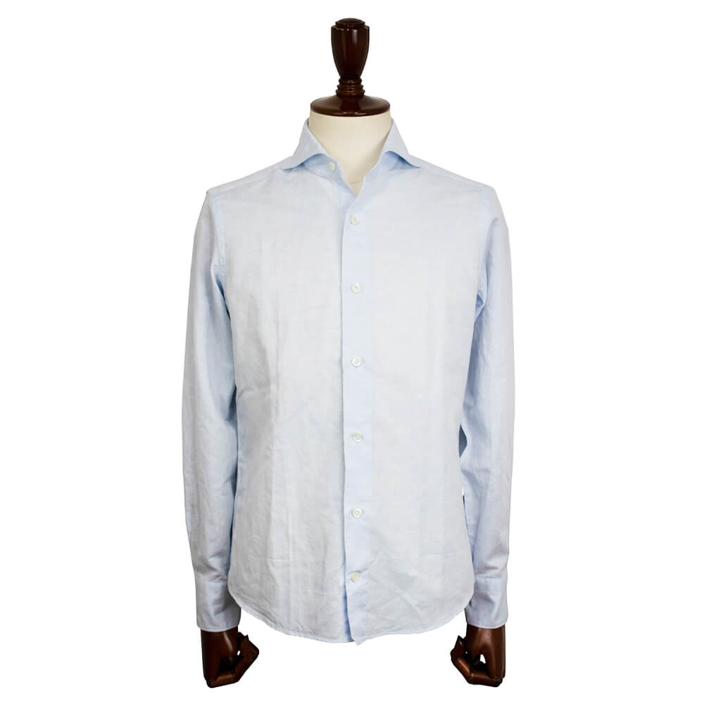 giannetto（ジャンネット）Vinci fit ワイドカラー コットン リネン シャツ【サックス】国内正規品