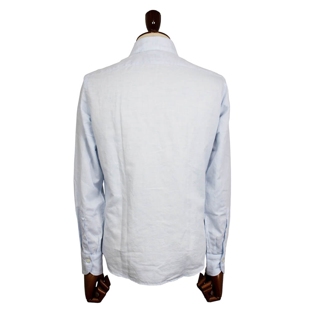 giannetto（ジャンネット）Vinci fit ワイドカラー コットン リネン シャツ【サックス】国内正規品