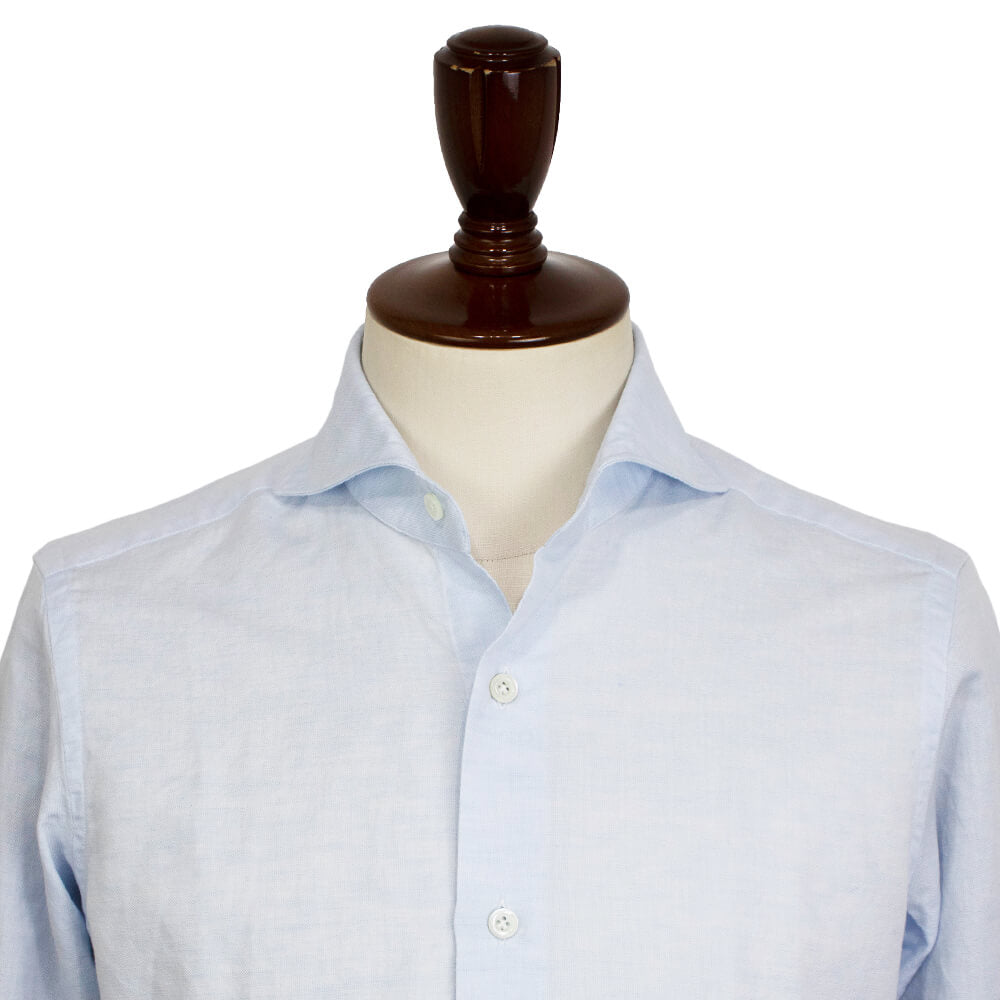 giannetto（ジャンネット）Vinci fit ワイドカラー コットン リネン シャツ【サックス】国内正規品