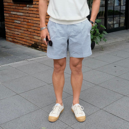 COLONY CLOTHING（コロニークロージング） Vandori×Giotto 別注 ストライプ柄 シアサッカー ショーツ【ブルー】国内正規品