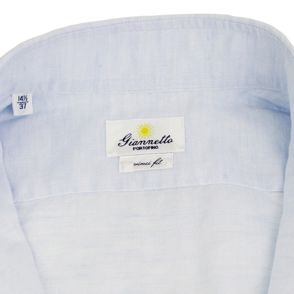 giannetto（ジャンネット）Vinci fit ワイドカラー コットン リネン シャツ【サックス】国内正規品