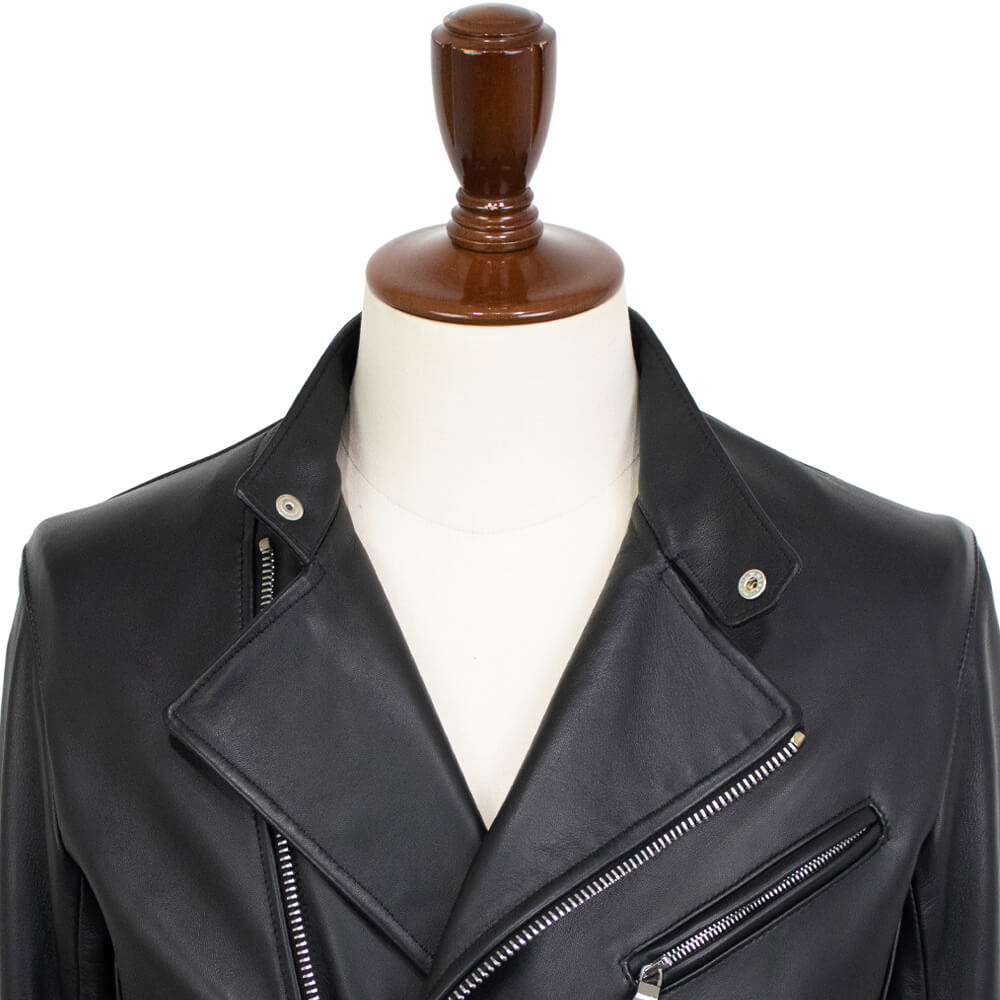 CINQUANTA（チンクワンタ）STAND COLLAR DOUBLE RIDERS スタンドカラー ダブル ライダースジャケット シルバージップ【ブラックBLACK】国内正規品