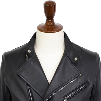 CINQUANTA（チンクワンタ）STAND COLLAR DOUBLE RIDERS スタンドカラー ダブル ライダースジャケット シルバージップ【ブラックBLACK】国内正規品