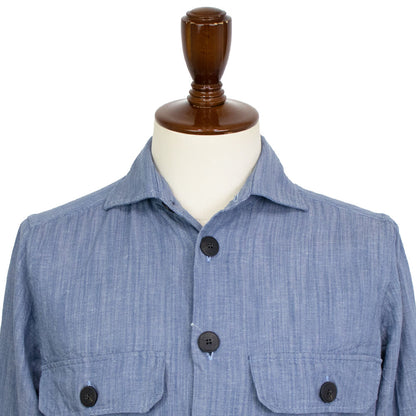 GUY ROVER（ギローバー）コットン リネン シャツ ブルゾン【ブルー】国内正規品