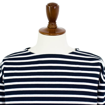 Le minor（ルミノア）14ゲージコットン ボーダー ボートネックカットソー【ネイビー×ホワイト】