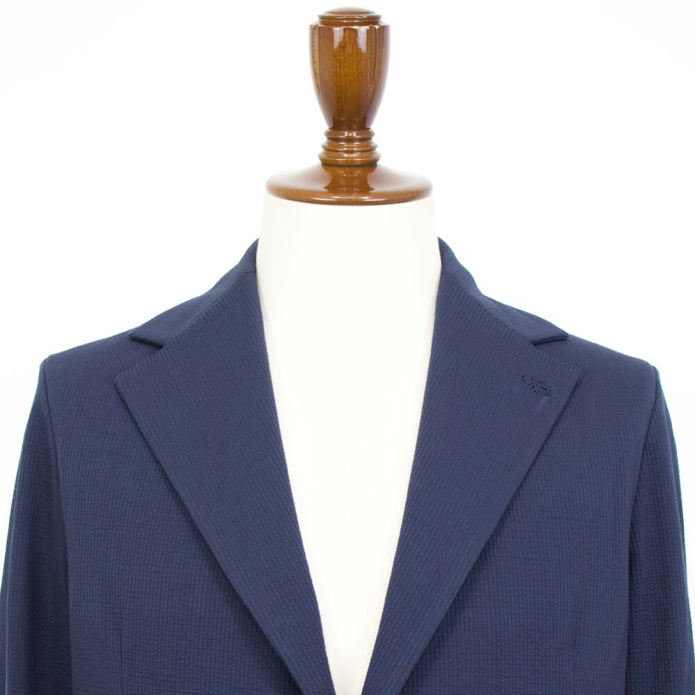 Finjack（フィンジャック）シアサッカー 2つボタン シングル シャツ ジャケット【ネイビー】国内正規品