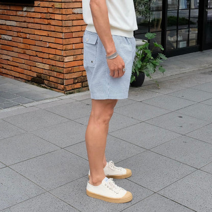 COLONY CLOTHING（コロニークロージング） Vandori×Giotto 別注 ストライプ柄 シアサッカー ショーツ【ブルー】国内正規品