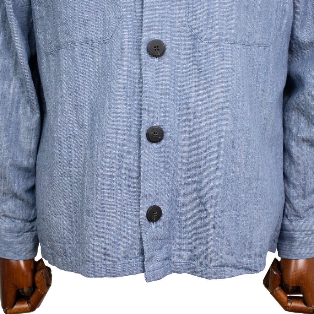 GUY ROVER（ギローバー）コットン リネン シャツ ブルゾン【ブルー】国内正規品