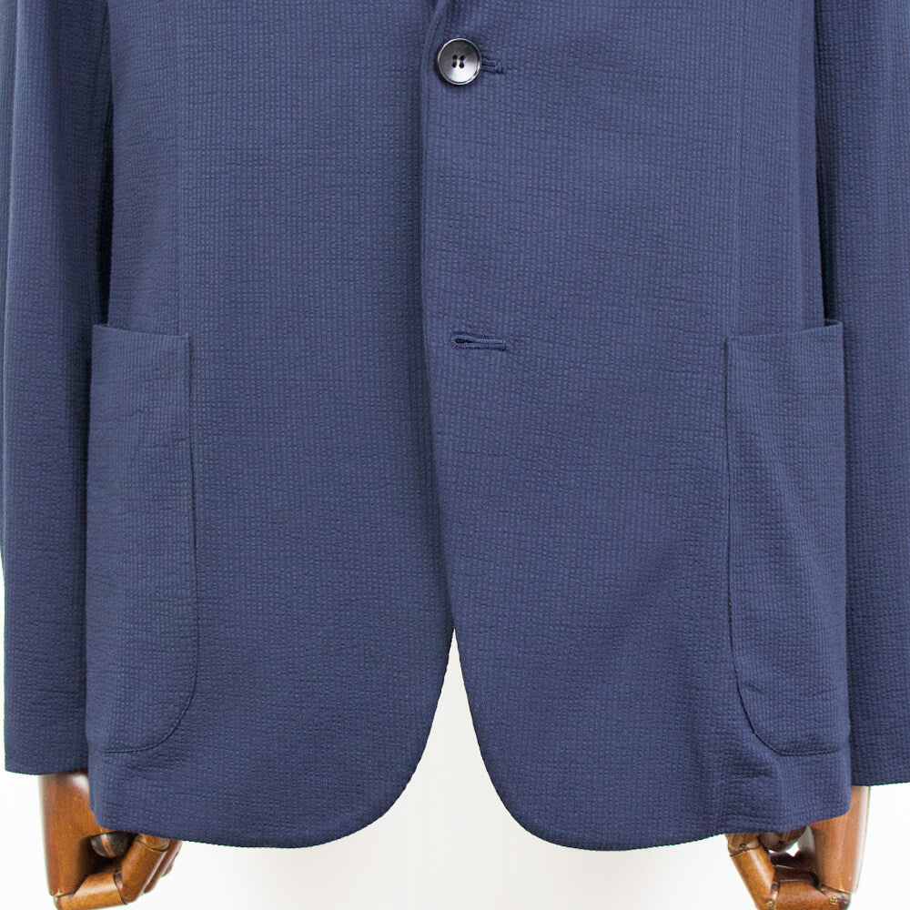 Finjack（フィンジャック）シアサッカー 2つボタン シングル シャツ ジャケット【ネイビー】国内正規品