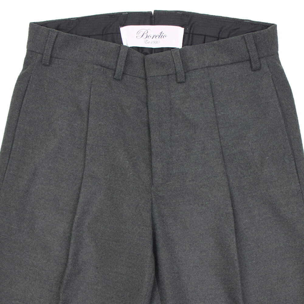 BORELIO（ボレリオ）ワンプリーツ テーパード パンツ スラックス【ミディアムグレー】国内正規品
