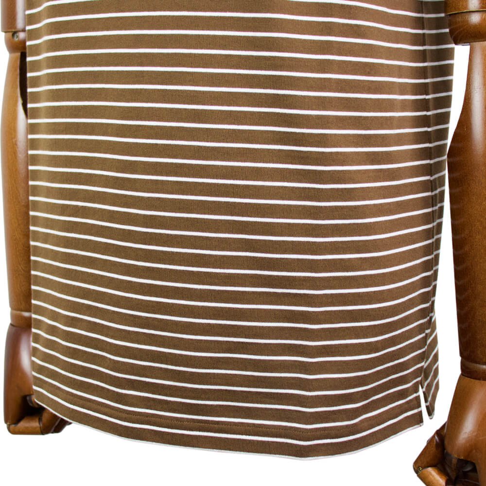 Le minor（ルミノア）20ゲージコットン ボーダー クルーネックカットソー【ブラウン×ホワイト】