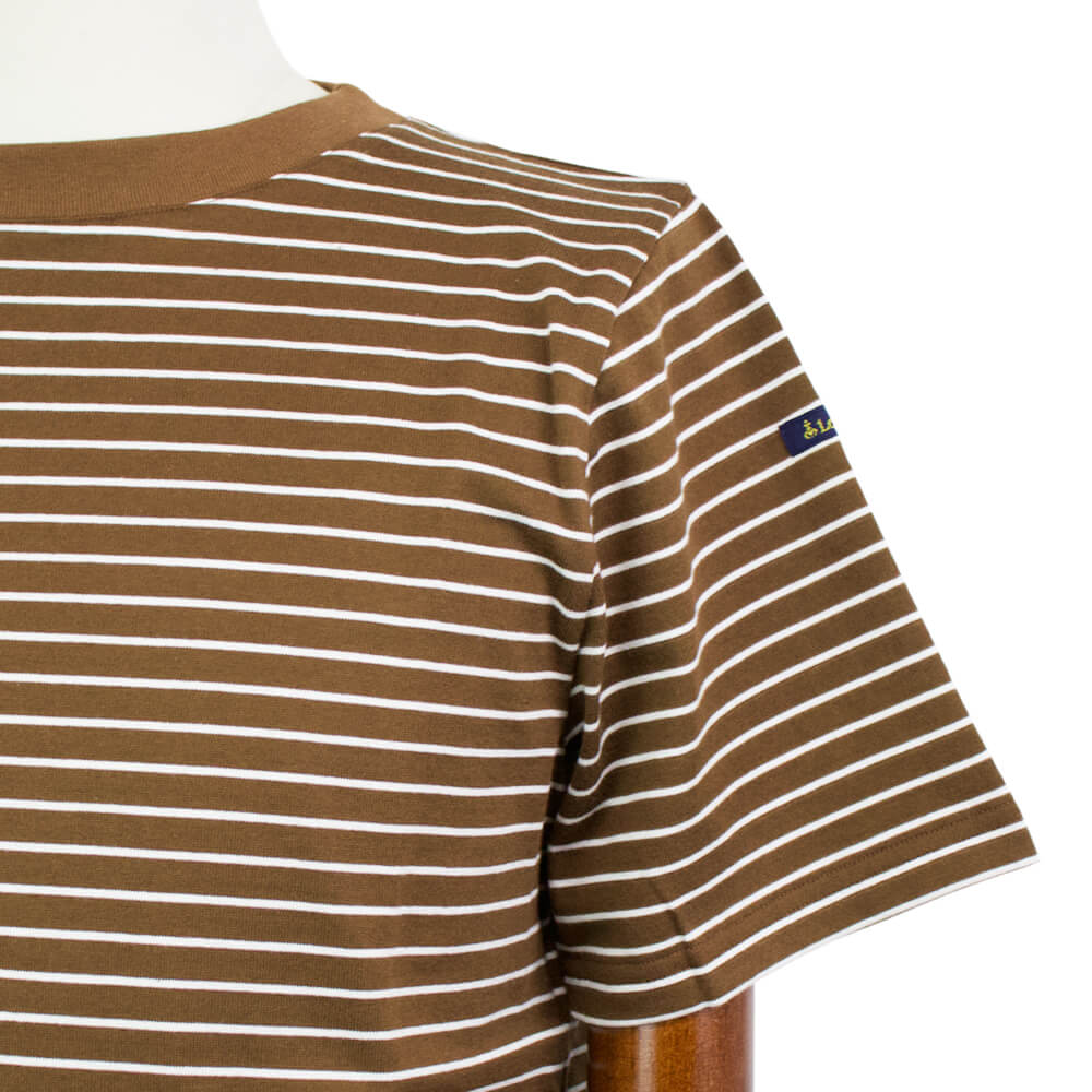 Le minor（ルミノア）20ゲージコットン ボーダー クルーネックカットソー【ブラウン×ホワイト】