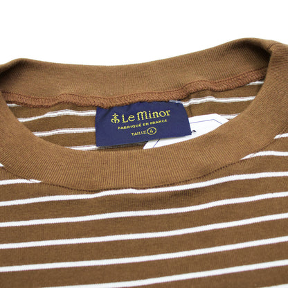 Le minor（ルミノア）20ゲージコットン ボーダー クルーネックカットソー【ブラウン×ホワイト】