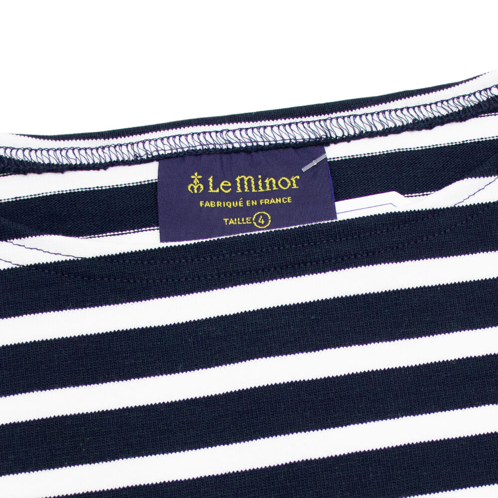 Le minor（ルミノア）14ゲージコットン ボーダー ボートネックカットソー【ネイビー×ホワイト】