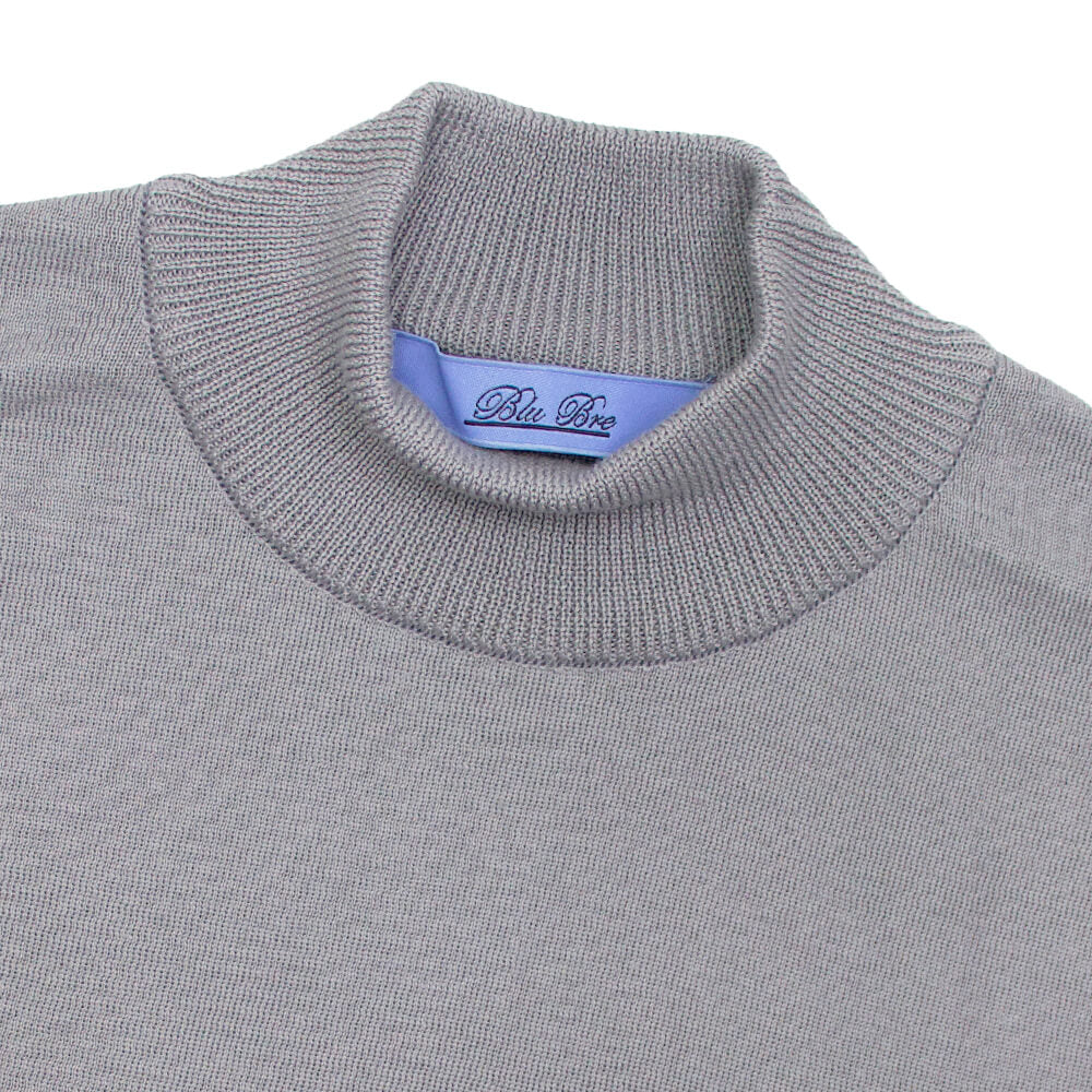 Blu Bre（ブルブレ）コットンモックネック ロングスリーブ  ハイゲージ ニット【グレー】国内正規品