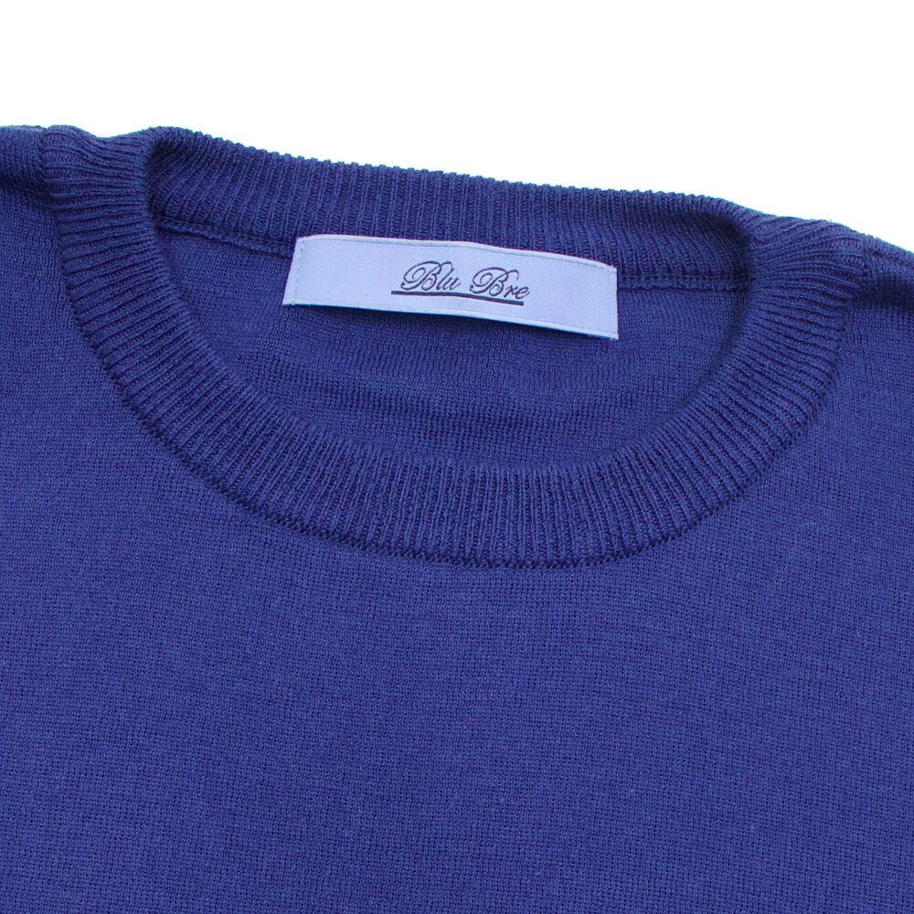 Blu Bre（ブルブレ）コットン クルーネック ロングスリーブ ニットTシャツ【モルジブブルー】国内正規品