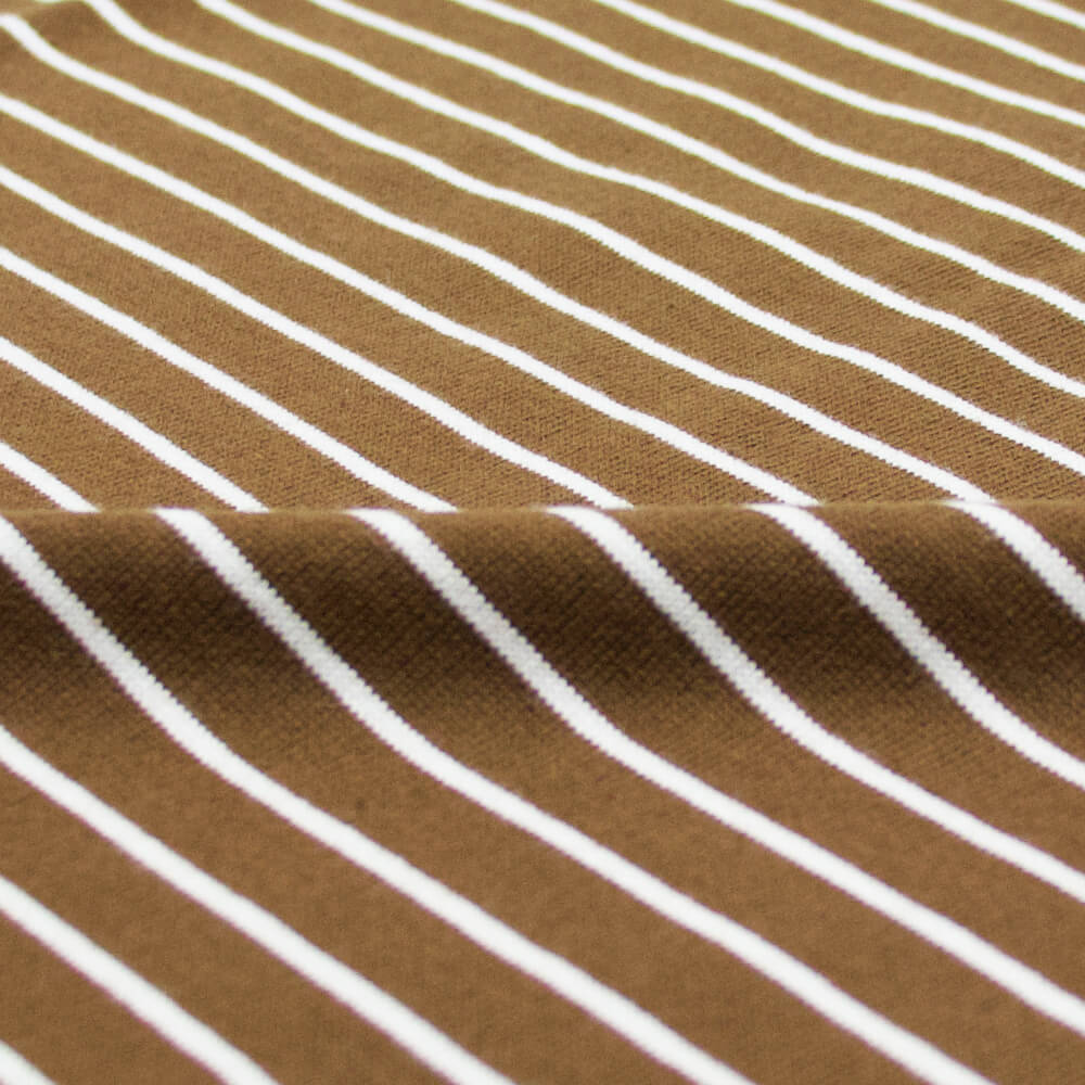 Le minor（ルミノア）20ゲージコットン ボーダー クルーネックカットソー【ブラウン×ホワイト】